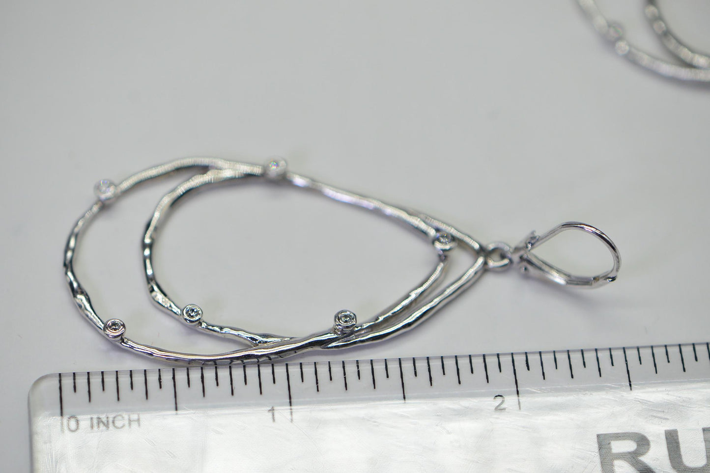 Elegant Sterling Silver Open Teardrop Earrings  Minimalist Dangle Earrings with CZ Accents
