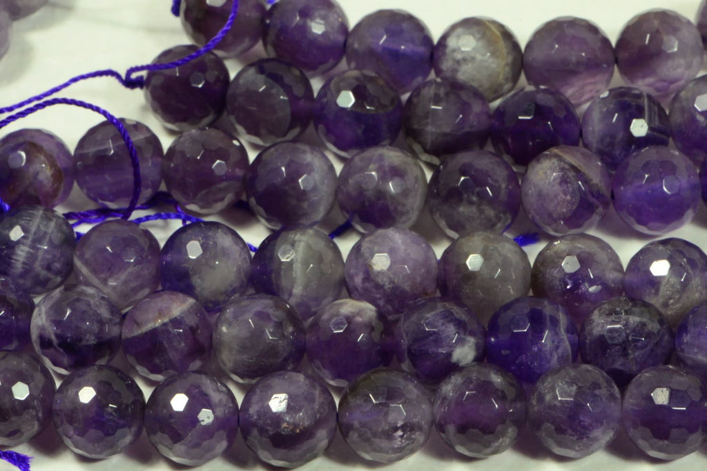 Amethyst Facet 10mm Round Beads Natural Gemstone Jewelry Making Supplies