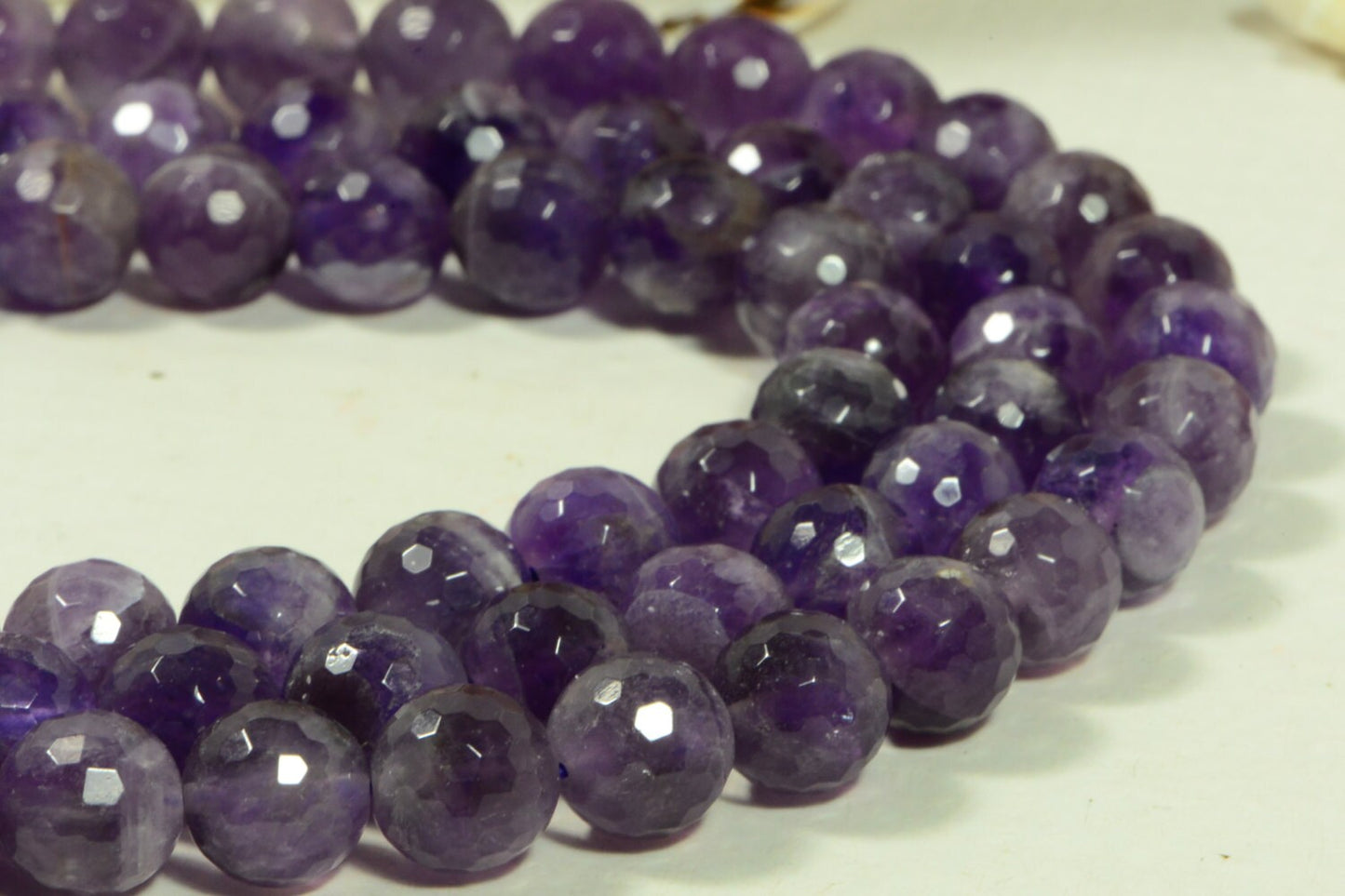 Amethyst Facet 10mm Round Beads Natural Gemstone Jewelry Making Supplies