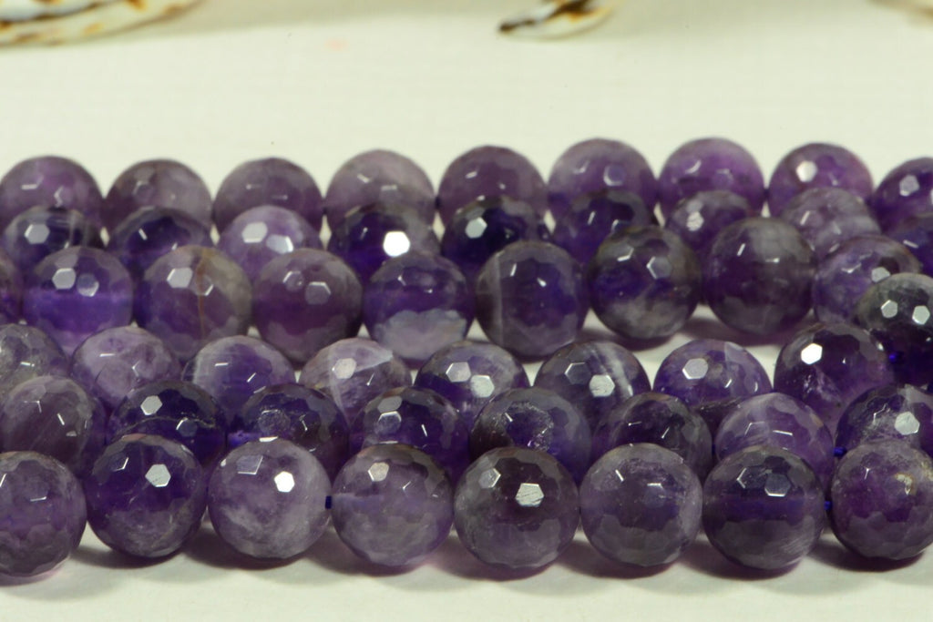 Amethyst Facet 10mm Round Beads Natural Gemstone Jewelry Making Supplies