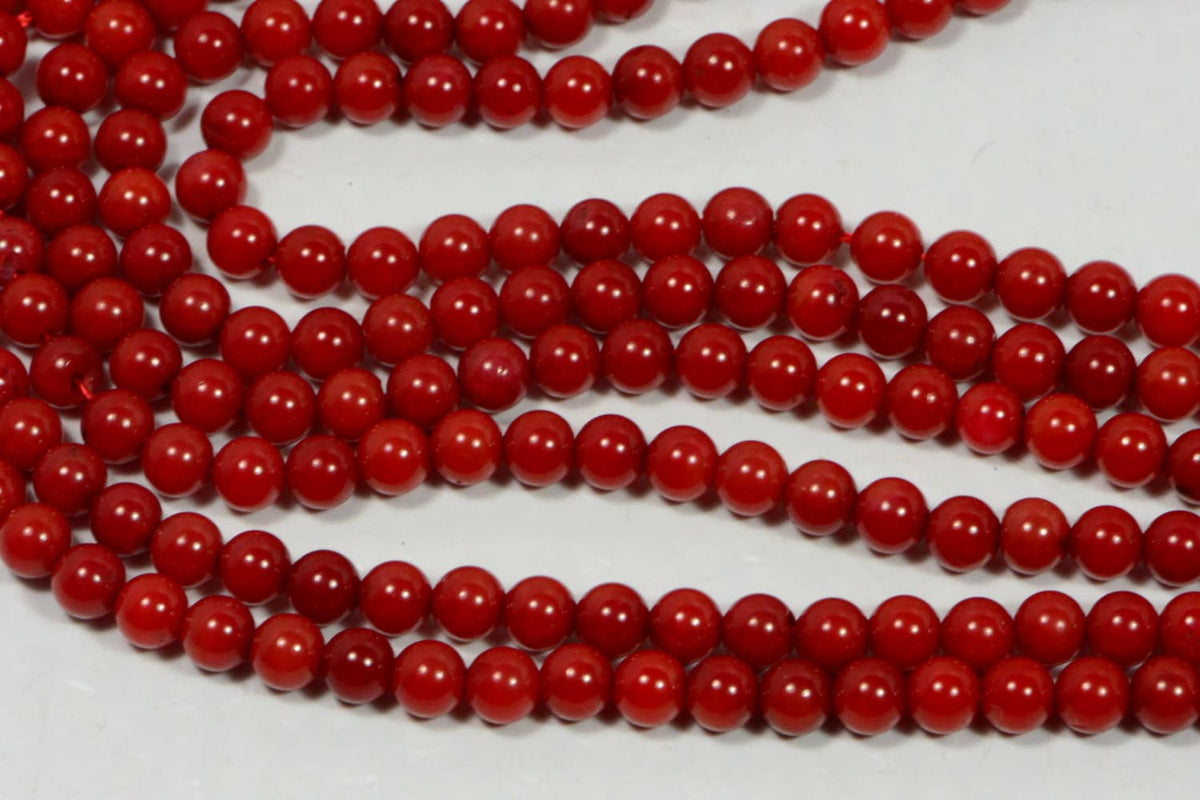 Red Coral Beads: 2.2mm Round Gemstone Strand