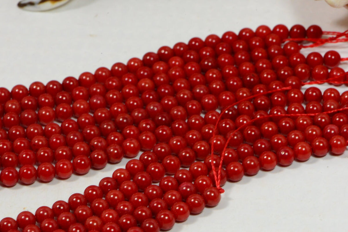 Red Coral Beads: 2.2mm Round Gemstone Strand