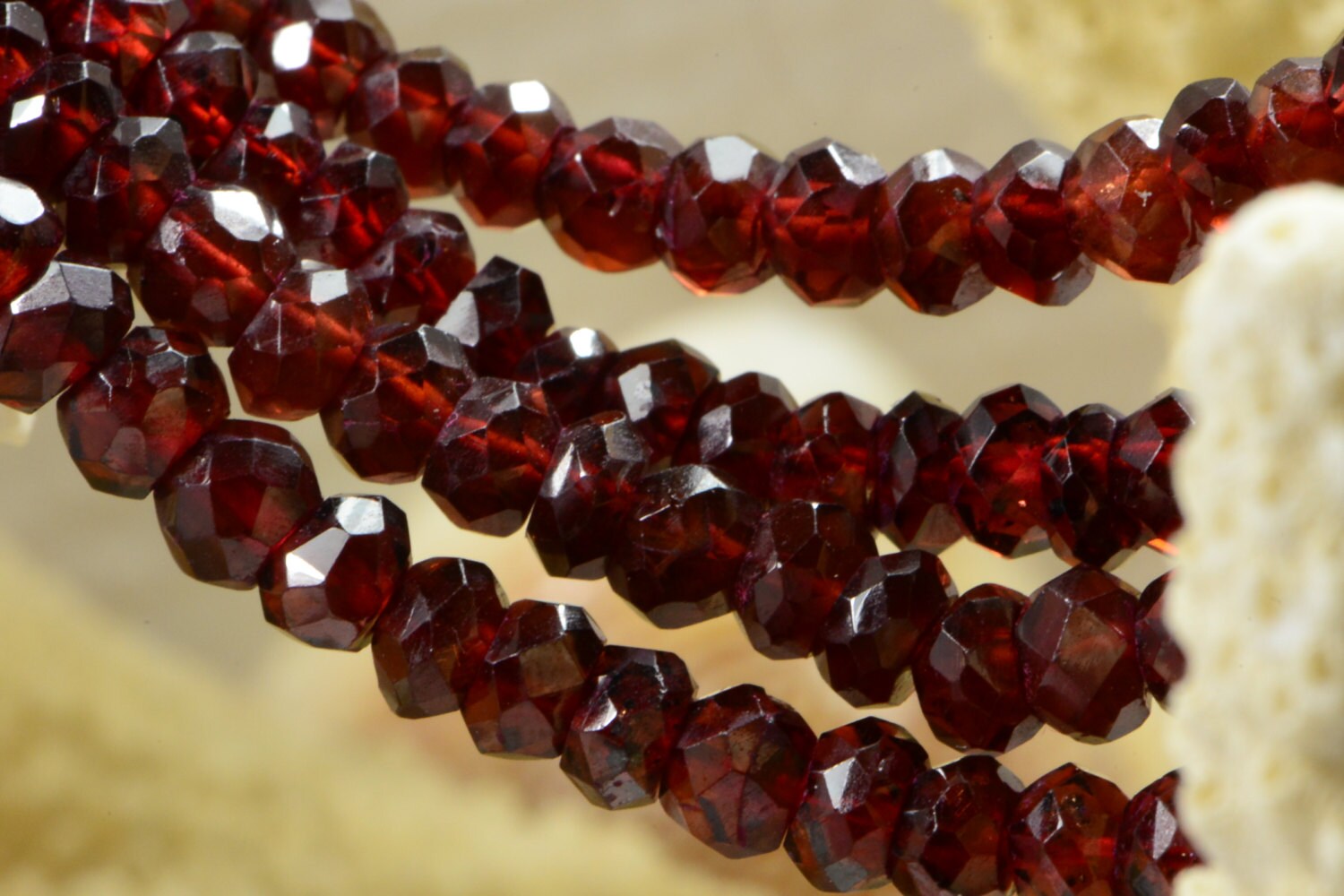 Red Garnet Beads: 4.8x3.3mm Faceted Gemstone Rondelle Beads