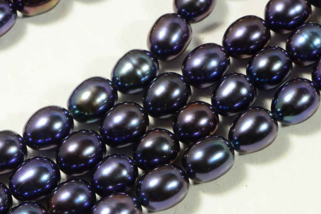 Black Pearl 9.5x7.5mm 16" inch Strand Cultured Pearl Beads Jewelry Making Supplies