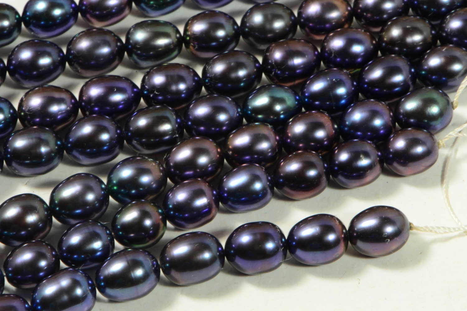 Black Pearl 9.5x7.5mm 16" inch Strand Cultured Pearl Beads Jewelry Making Supplies