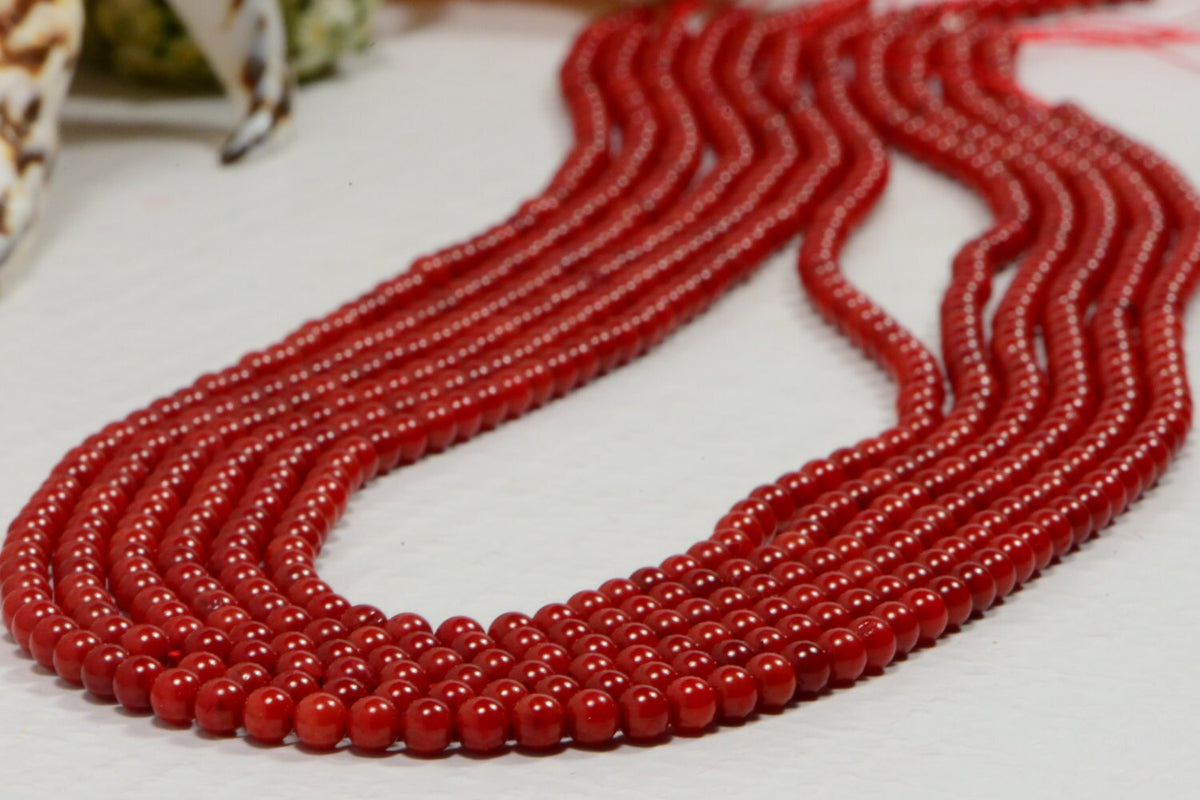 Red Coral Beads: 2.2mm Round Gemstone Strand