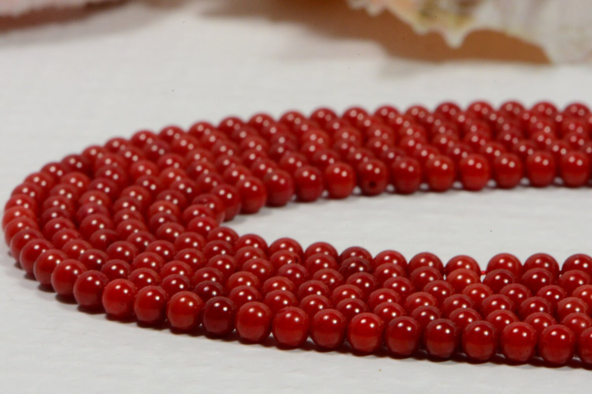 Red Coral Beads: 2.2mm Round Gemstone Strand