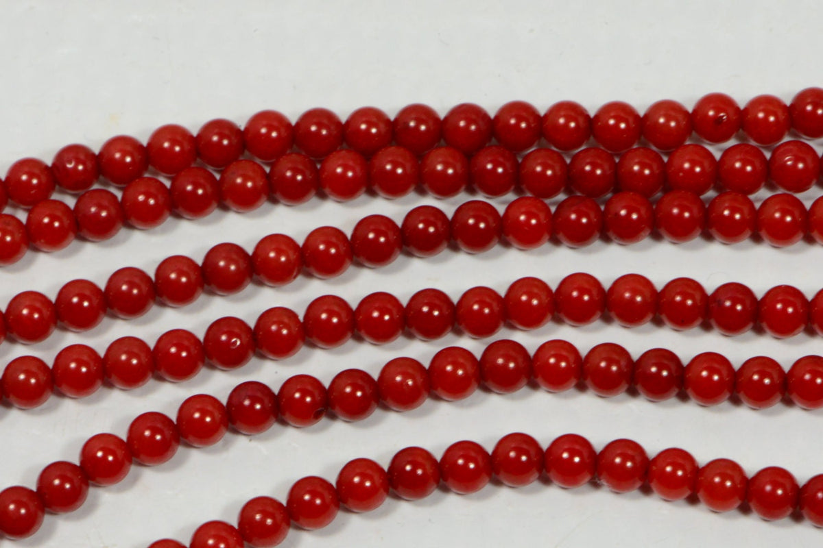 Red Coral Beads: 2.2mm Round Gemstone Strand