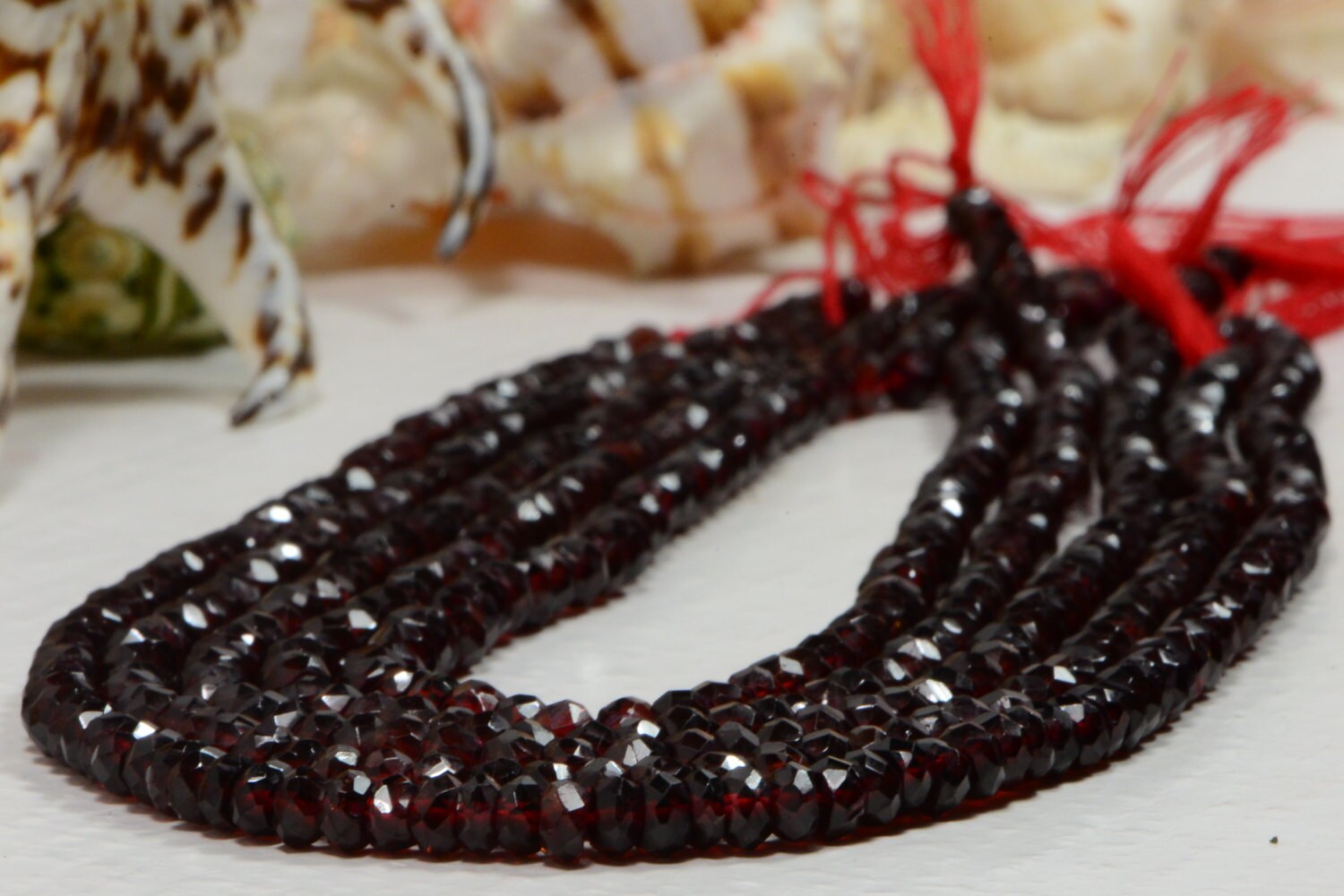 Red Garnet Beads: 4.8x3.3mm Faceted Gemstone Rondelle Beads