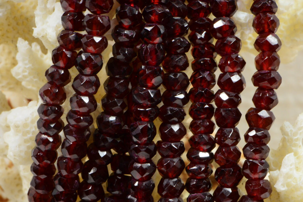 Red Garnet Beads: 4.8x3.3mm Faceted Gemstone Rondelle Beads