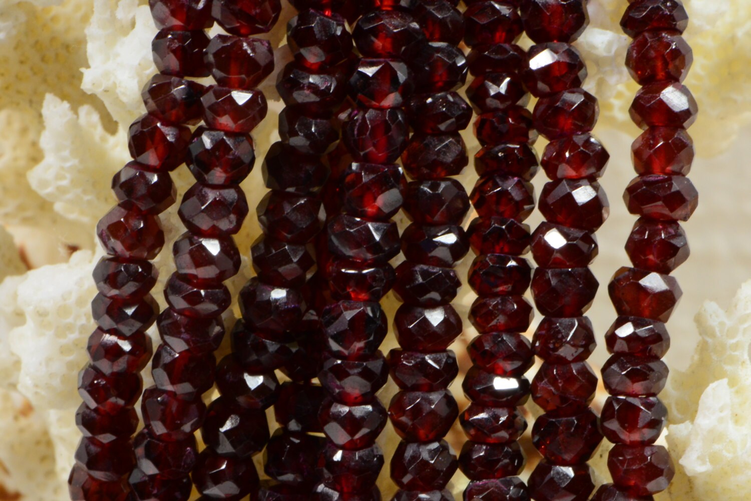 Red Garnet Beads: 4.8x3.3mm Faceted Gemstone Rondelle Beads