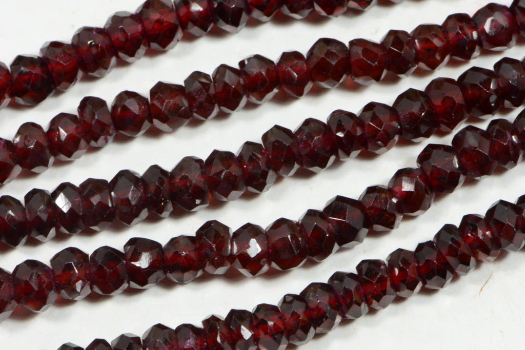 Red Garnet Beads: 4.8x3.3mm Faceted Gemstone Rondelle Beads