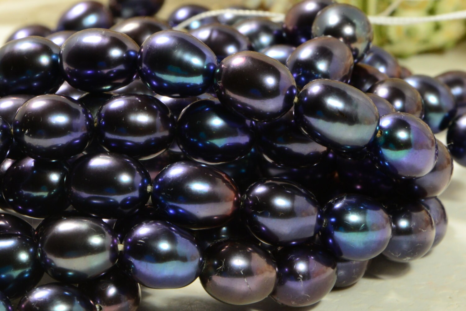 Black Pearl 9.5x7.5mm 16" inch Strand Cultured Pearl Beads Jewelry Making Supplies