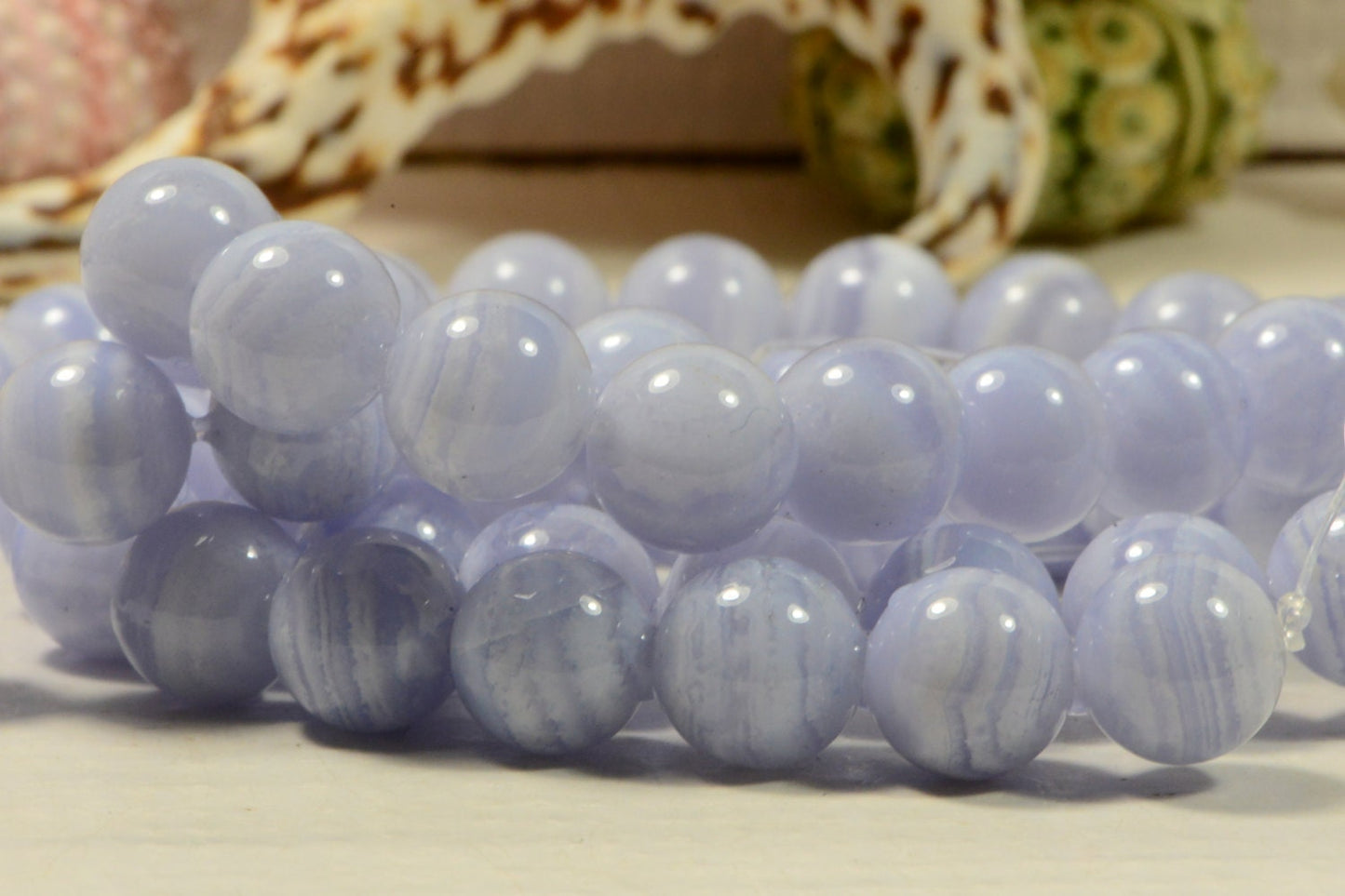 10mm Blue Lace Agate Beads: Round Gemstone Jewelry Supplies