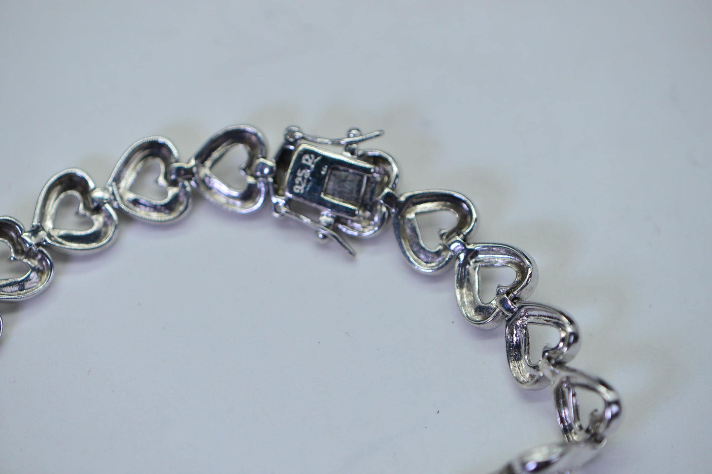 Natural Diamond Heart Tennis Bracelet: Sterling Silver Rhodium Finish
