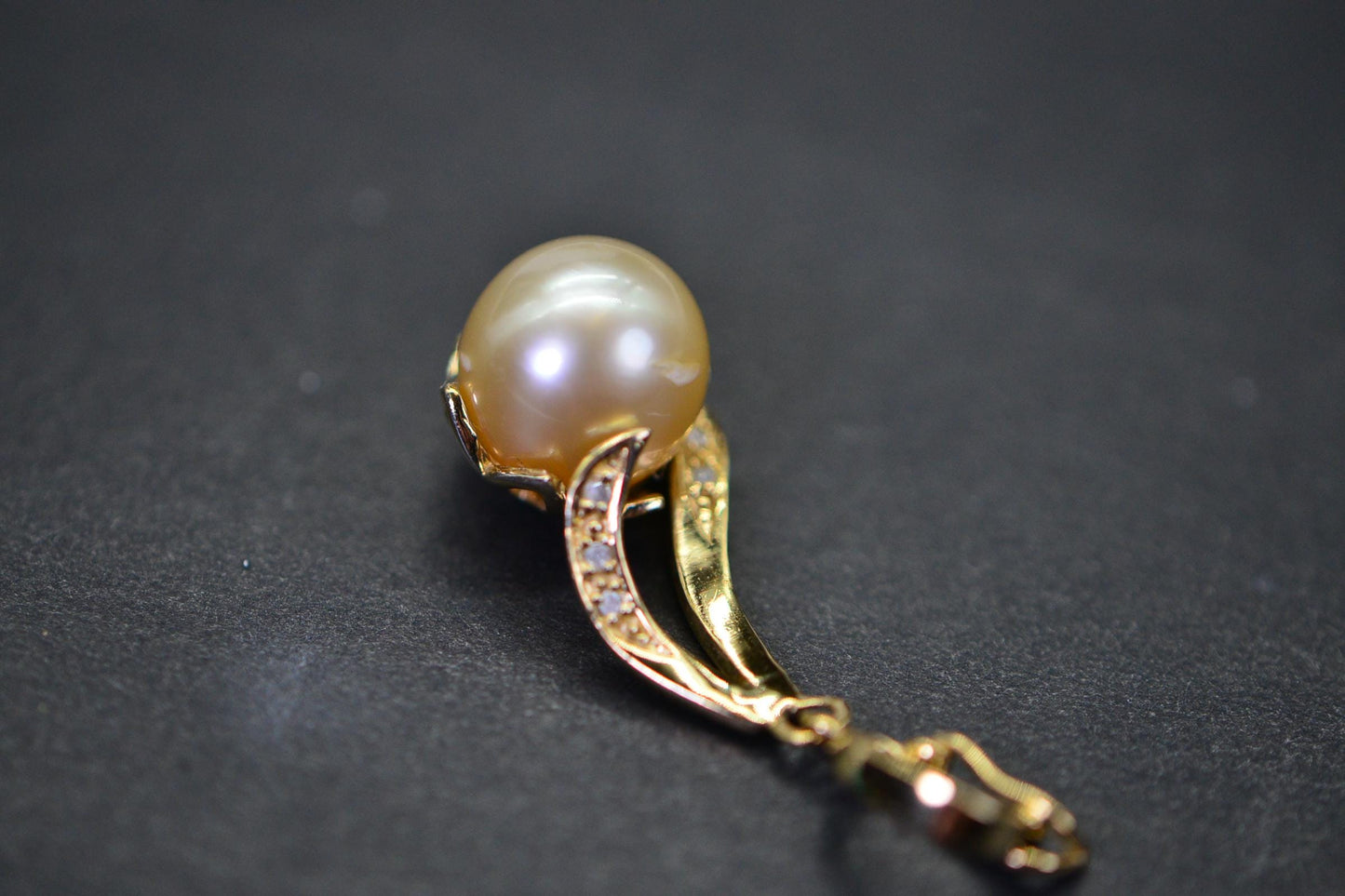 Golden South Sea Pearl Pendant Necklace, Diamond 14K Gold over Sterling Silver