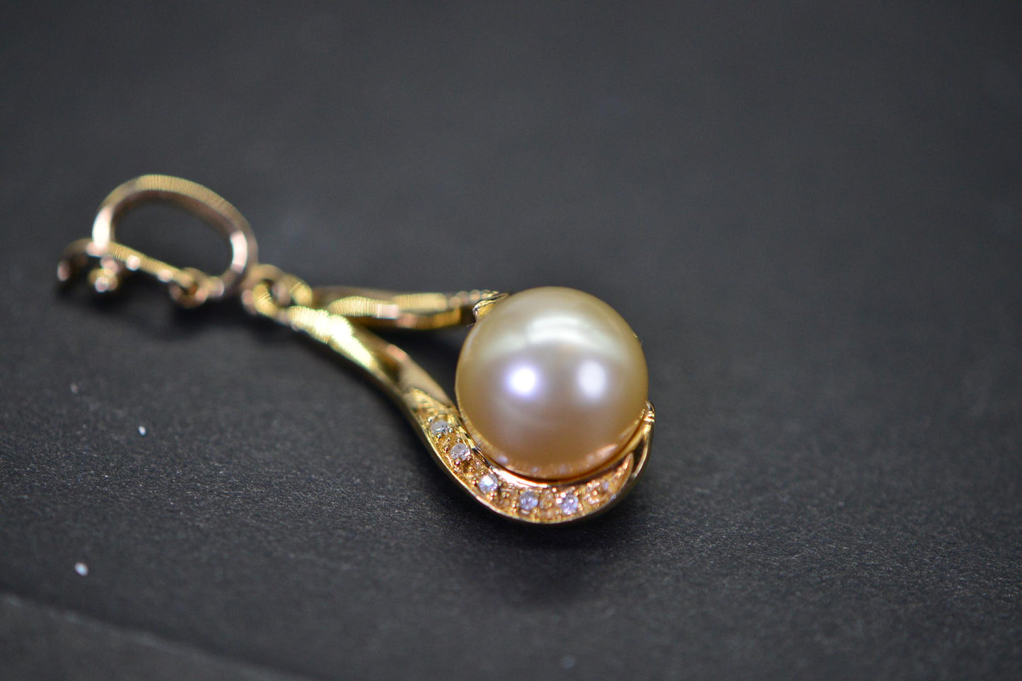 Golden South Sea Pearl Pendant Necklace, Diamond 14K Gold over Sterling Silver