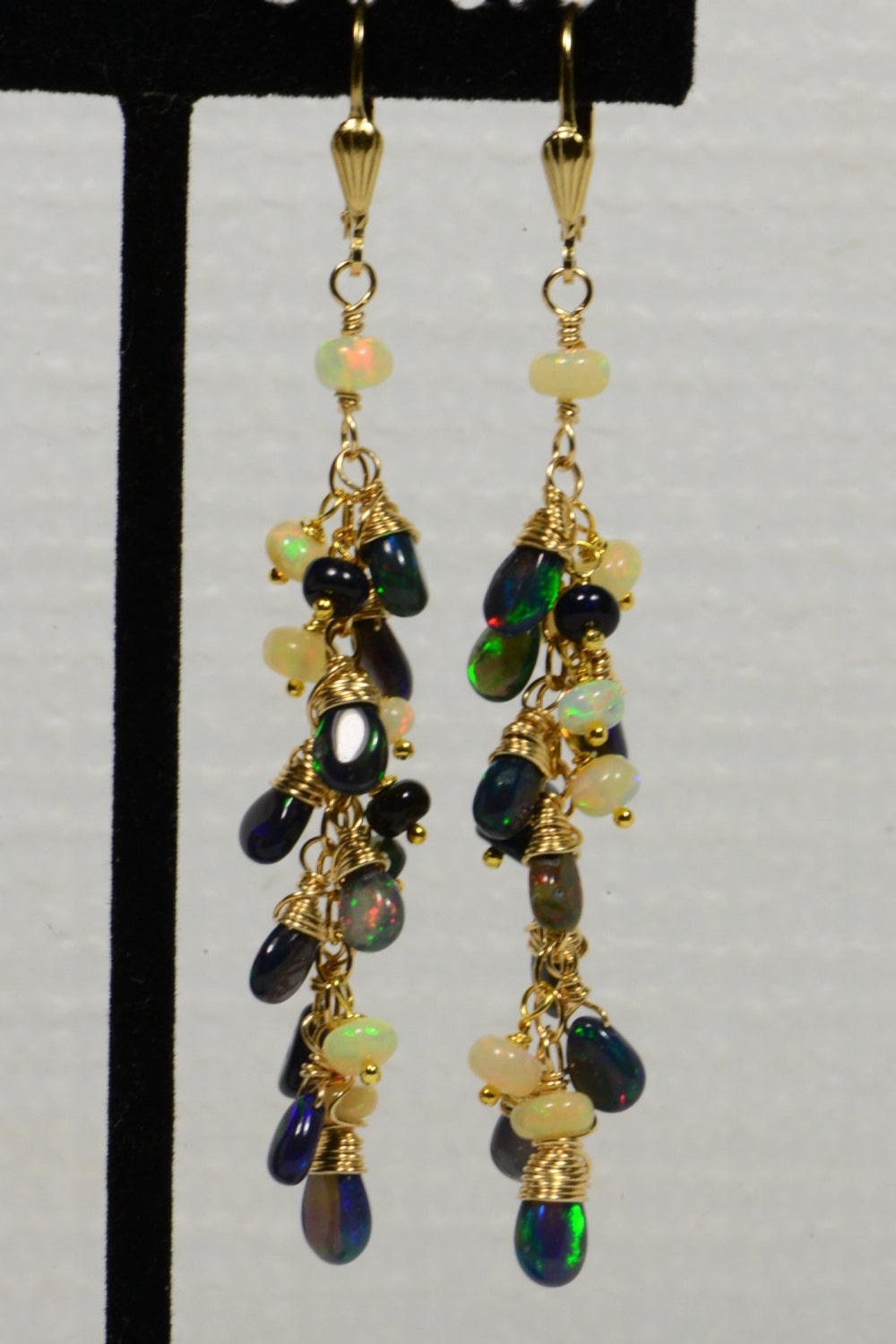 Ethiopian Opal Chandelier Earrings, 14K Gold Filled Dangle Earrings
