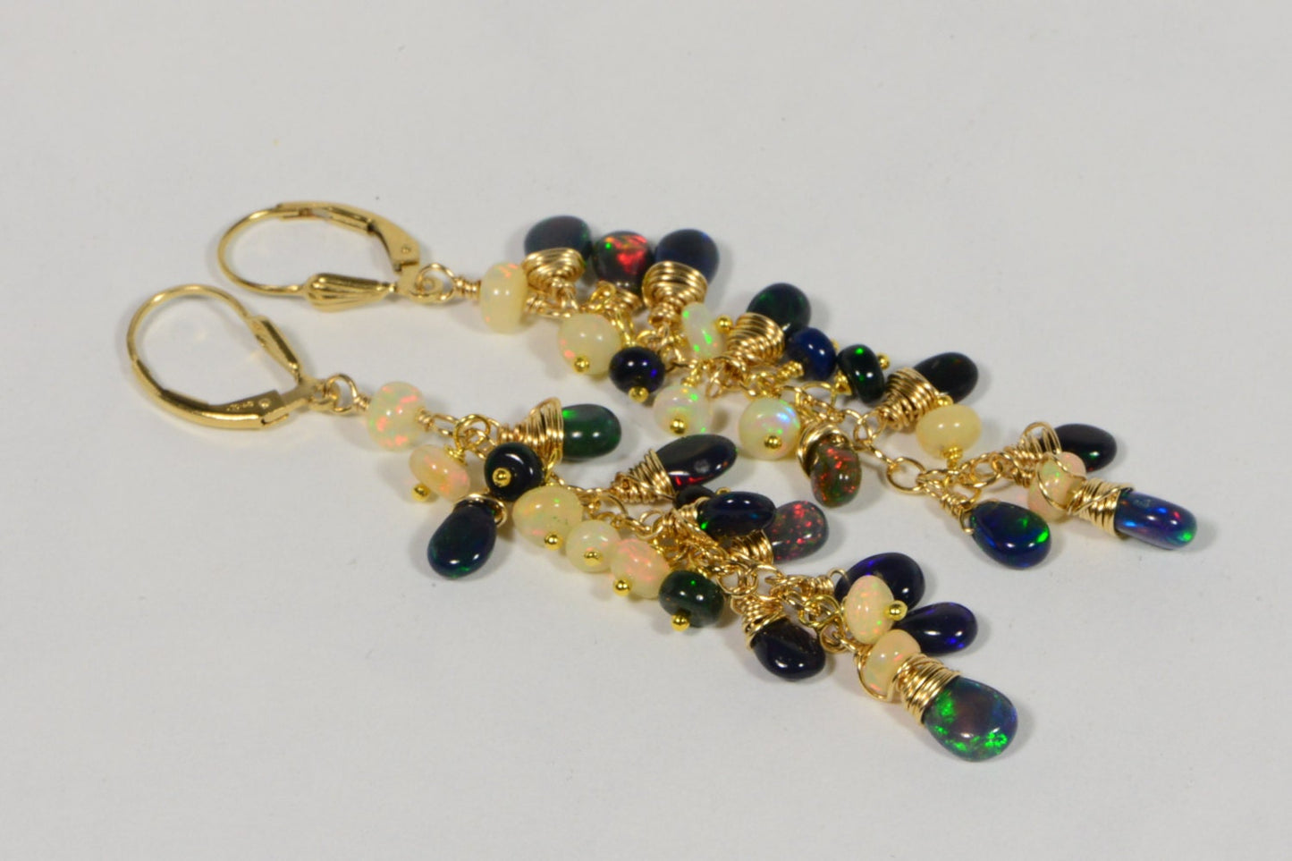 Ethiopian Opal Chandelier Earrings, 14K Gold Filled Dangle Earrings