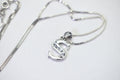 S Shape Simulated Diamond Pendant Necklace 14K White Gold Over Sterling Silver | Simple Elegant Necklace 18 Inch Chain Gift for Her