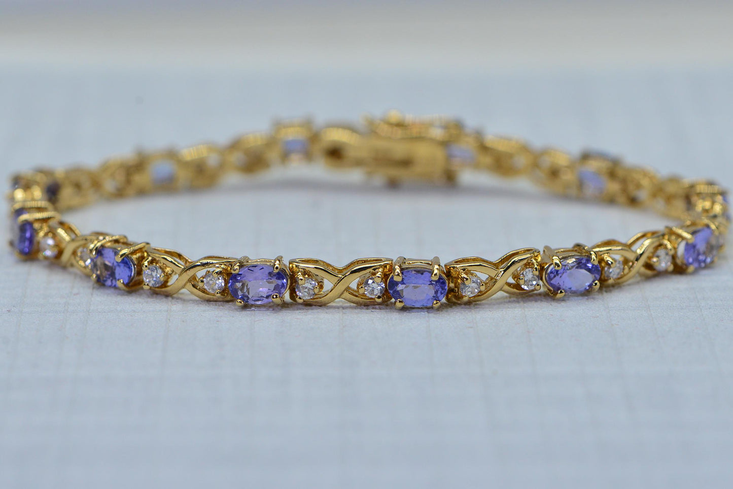 Tanzanite & Cubic Zirconia Bracelet | 14K Gold Over Sterling Silver, 7.5 Inch