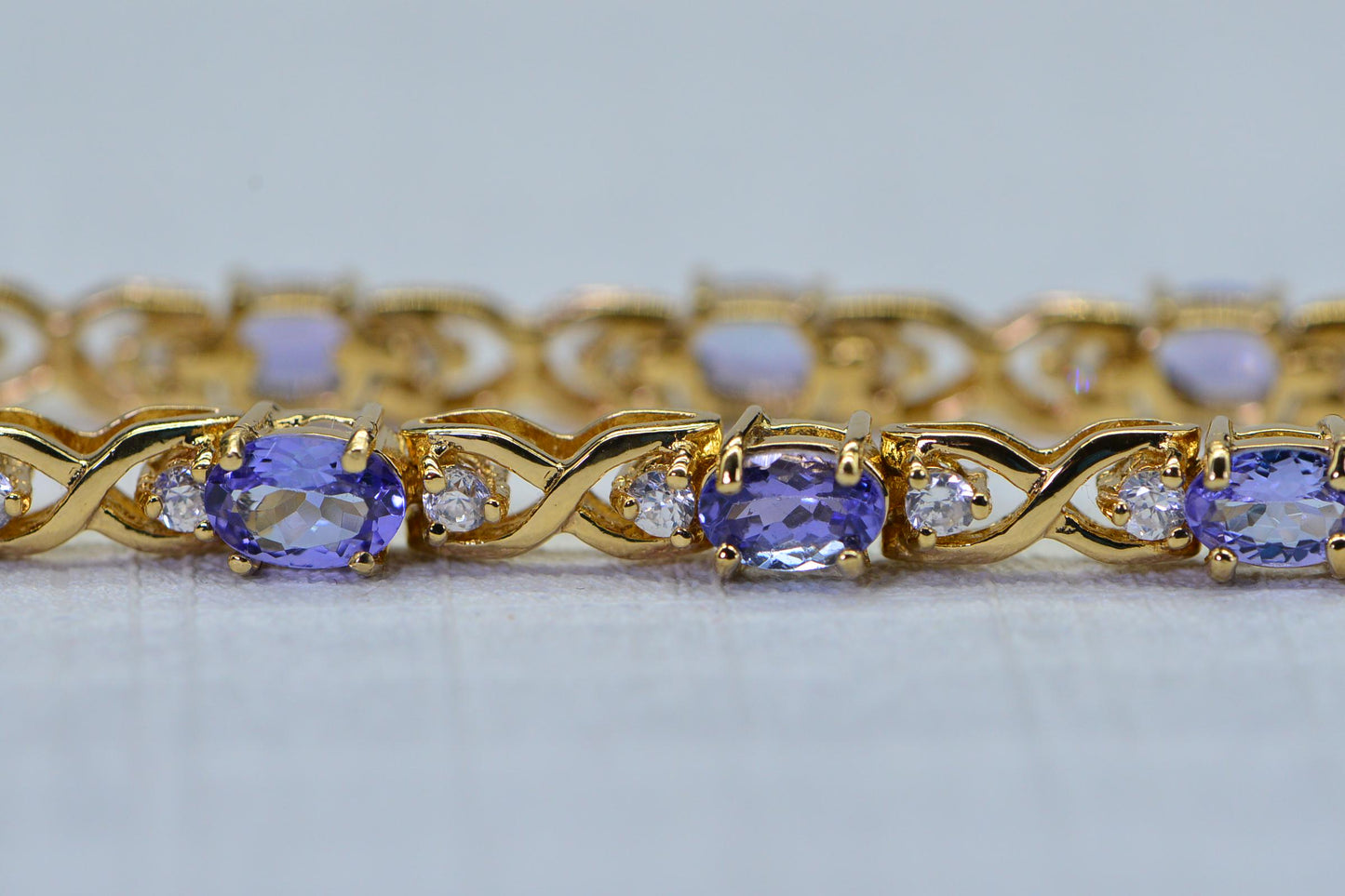 Tanzanite & Cubic Zirconia Bracelet | 14K Gold Over Sterling Silver, 7.5 Inch
