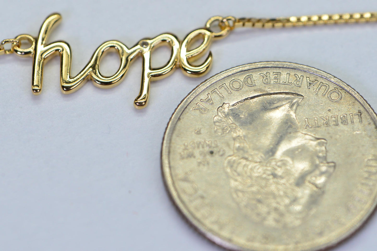 14K Gold Vermeil “Hope” Choker Necklace with Real Diamond – Elegant Inspirational Jewelry Gift for Her