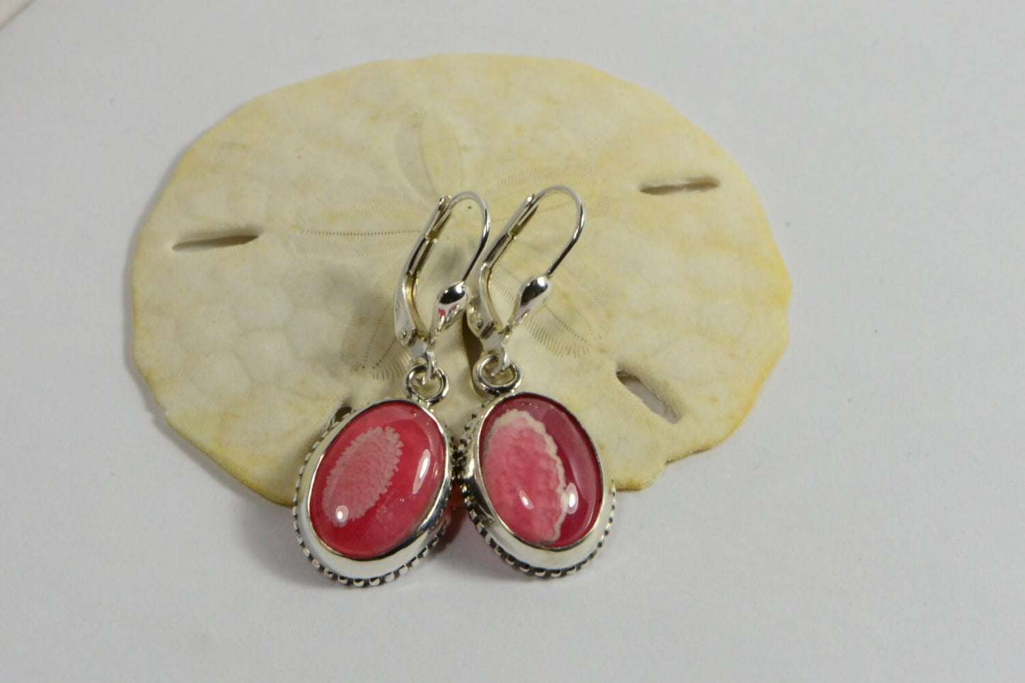 Handmade Rhodochrosite Earrings: Sterling Silver Bezel Set, Pink Gemstone