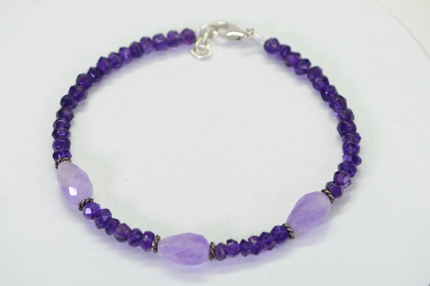 Dainty Amethyst Bracelet, Sterling Silver, February Birthstone