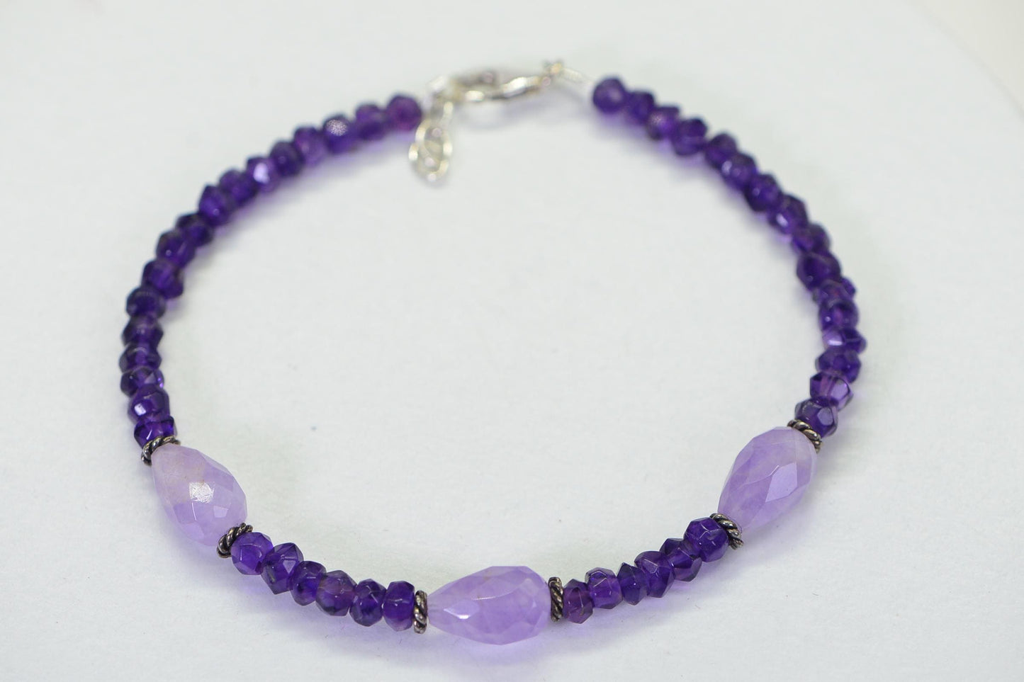 Dainty Amethyst Bracelet, Sterling Silver, February Birthstone
