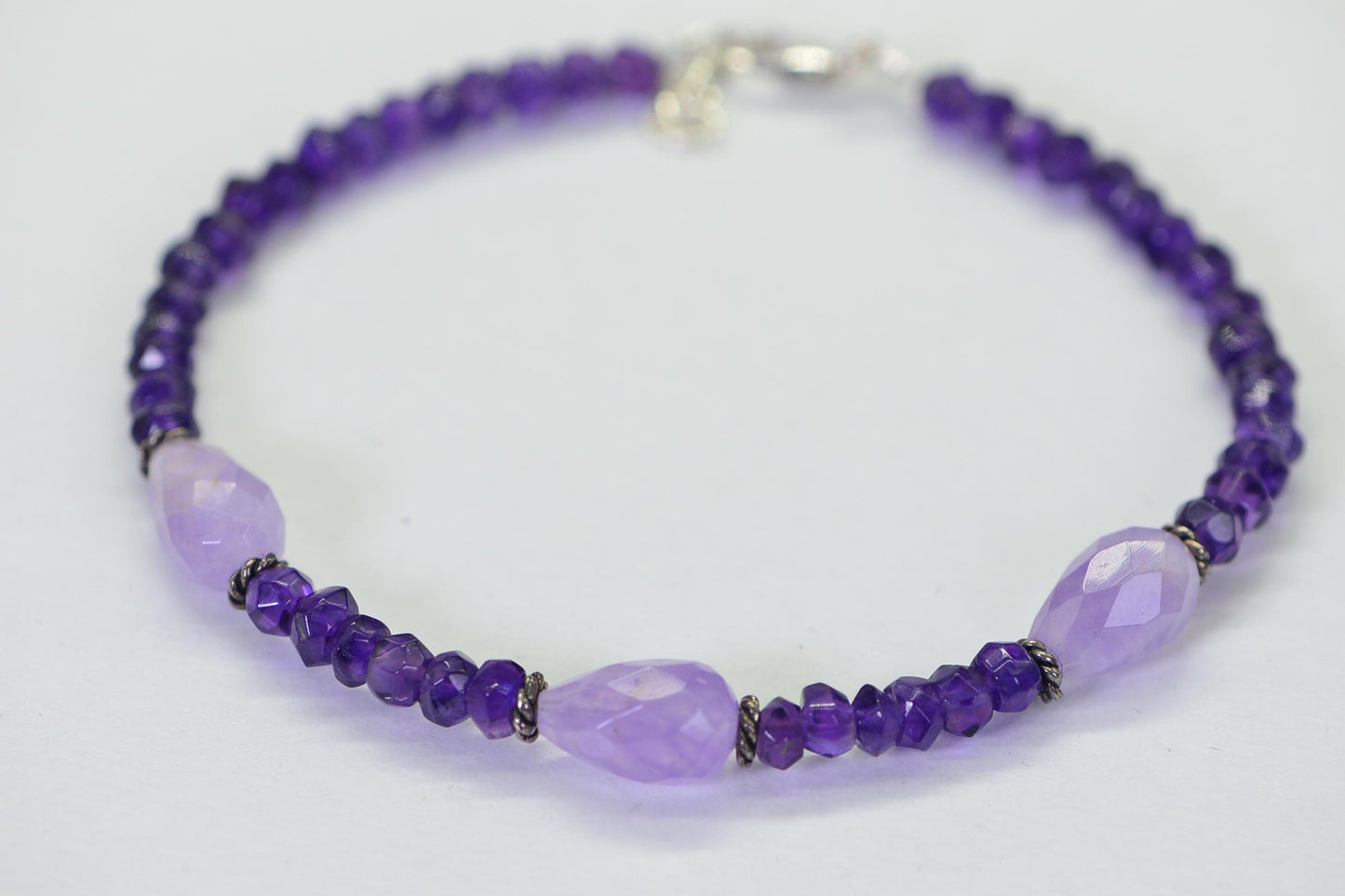 Dainty Amethyst Bracelet, Sterling Silver, February Birthstone