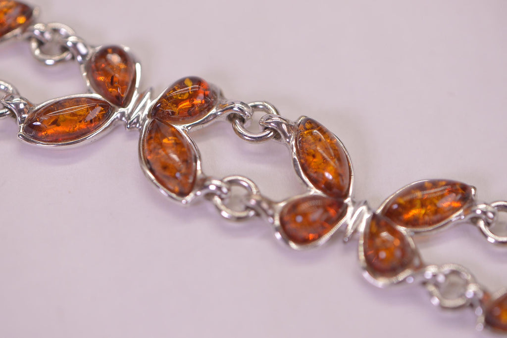Butterfly  Bracelet, Tennis Bracelet, Sterling Silver Genuine Amber Honey Yellow Hand Made Jewelry