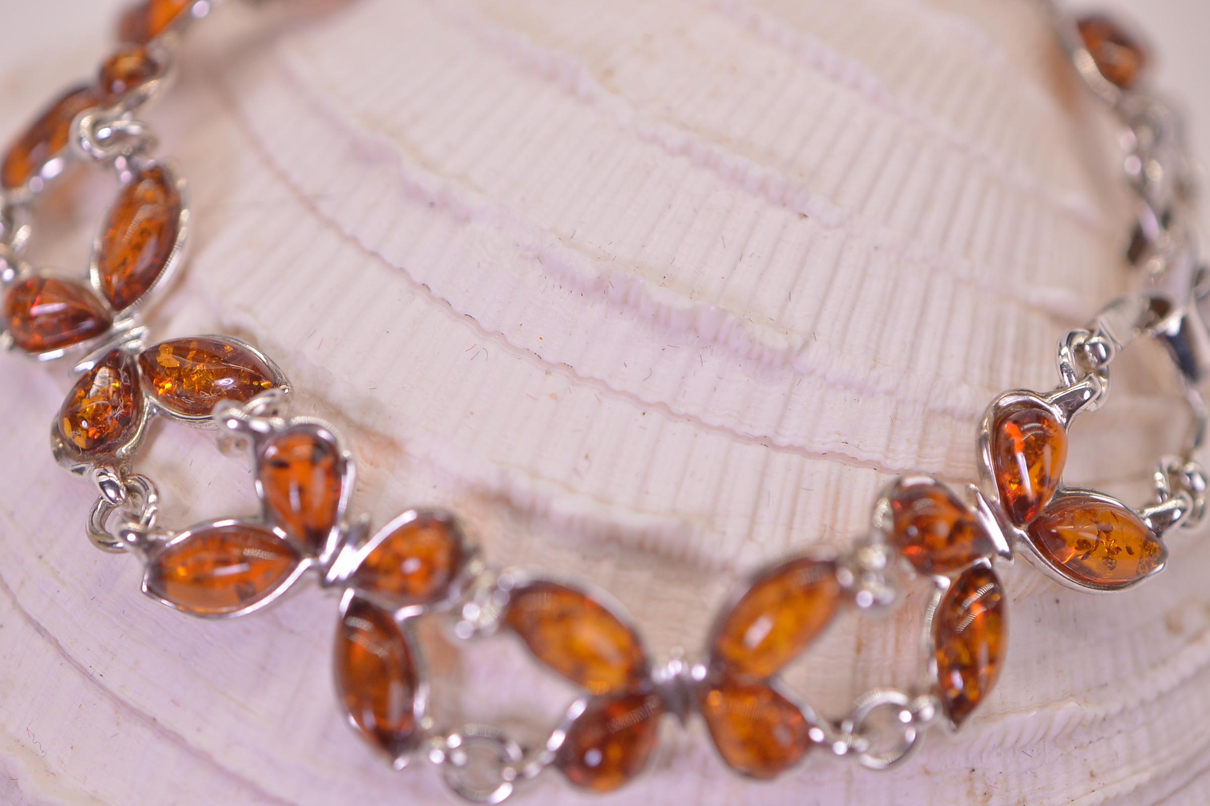Butterfly  Bracelet, Tennis Bracelet, Sterling Silver Genuine Amber Honey Yellow Hand Made Jewelry