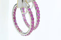 Ruby Hoop Earrings: Sterling Silver Raspberry Red July Birthstone