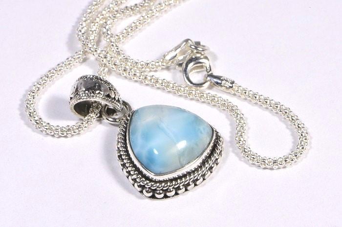 Larimar Pendant Sterling Silver Jewelry Natural LarimarJewelry Handmade Turquoise jewelry