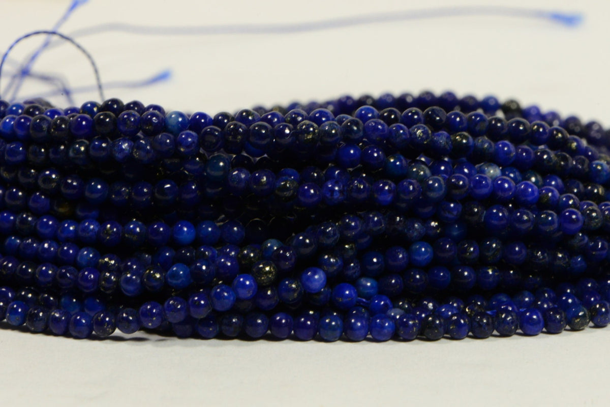 Lapis Lazuli Strand: 2mm Royal Blue Gemstone Beads, 7 Inch