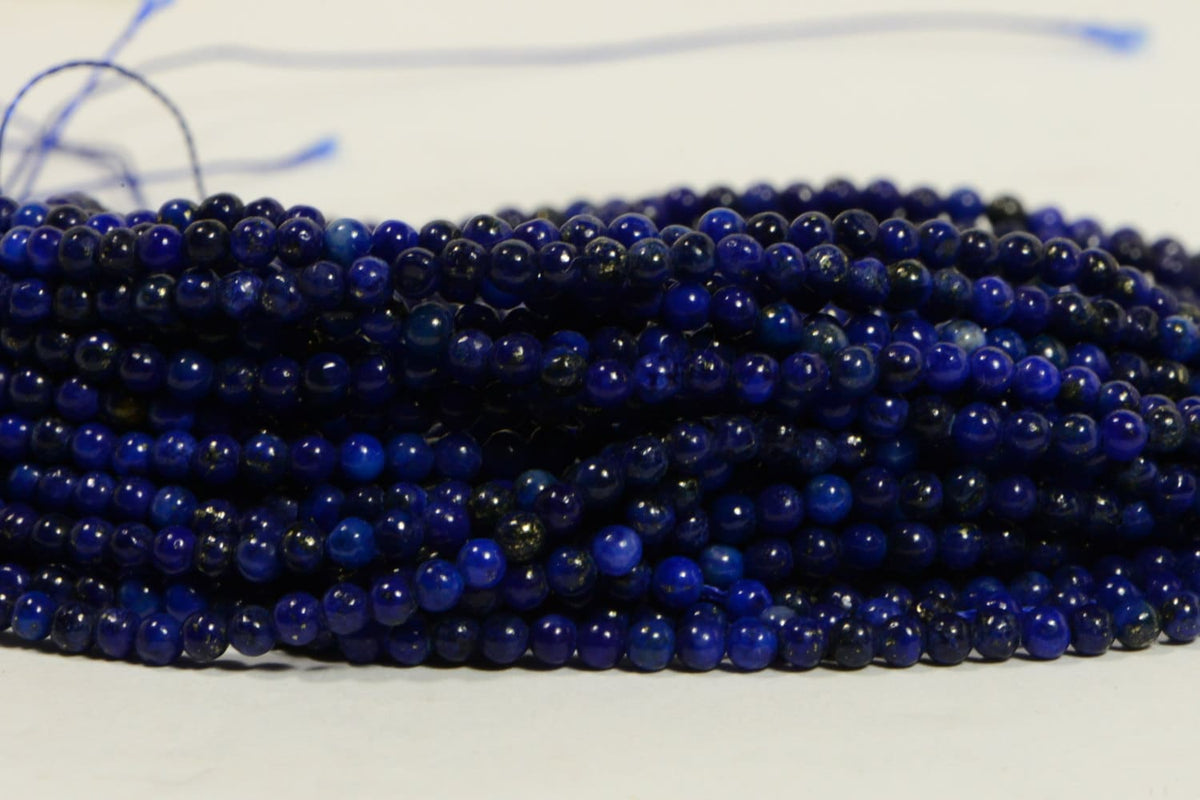 Lapis Lazuli Bead Strand: 2mm Royal Blue Gemstone, 15.5"