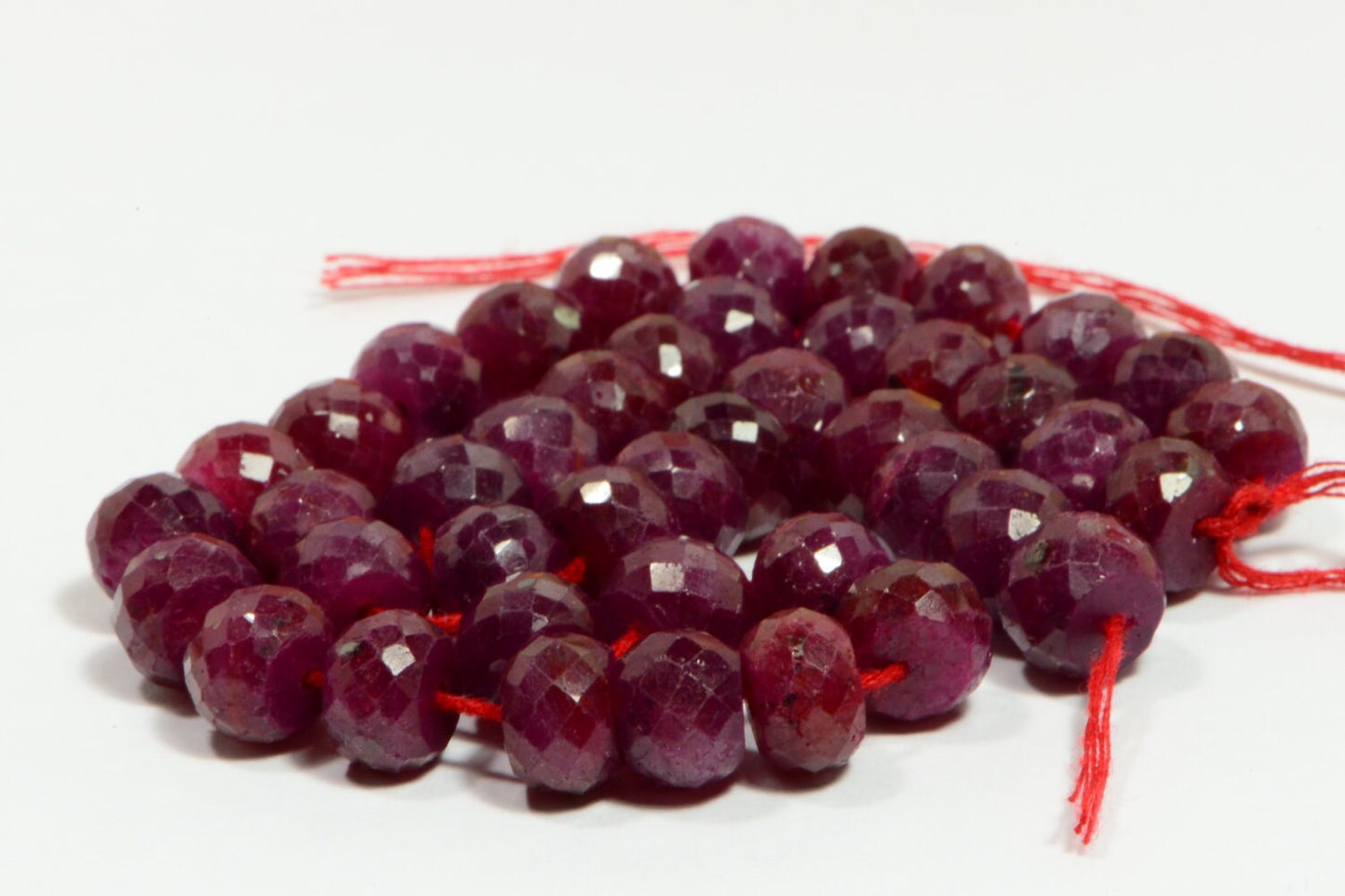 9mm Raspberry Ruby Rondelle Beads: Faceted Gemstone Briolettes
