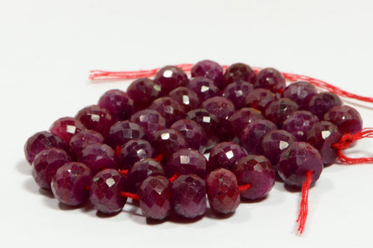 9mm Raspberry Ruby Rondelle Beads: Faceted Gemstone Briolettes