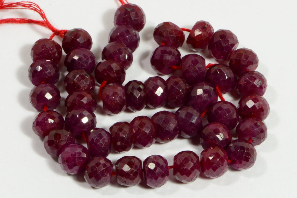 9mm Raspberry Ruby Rondelle Beads: Faceted Gemstone Briolettes