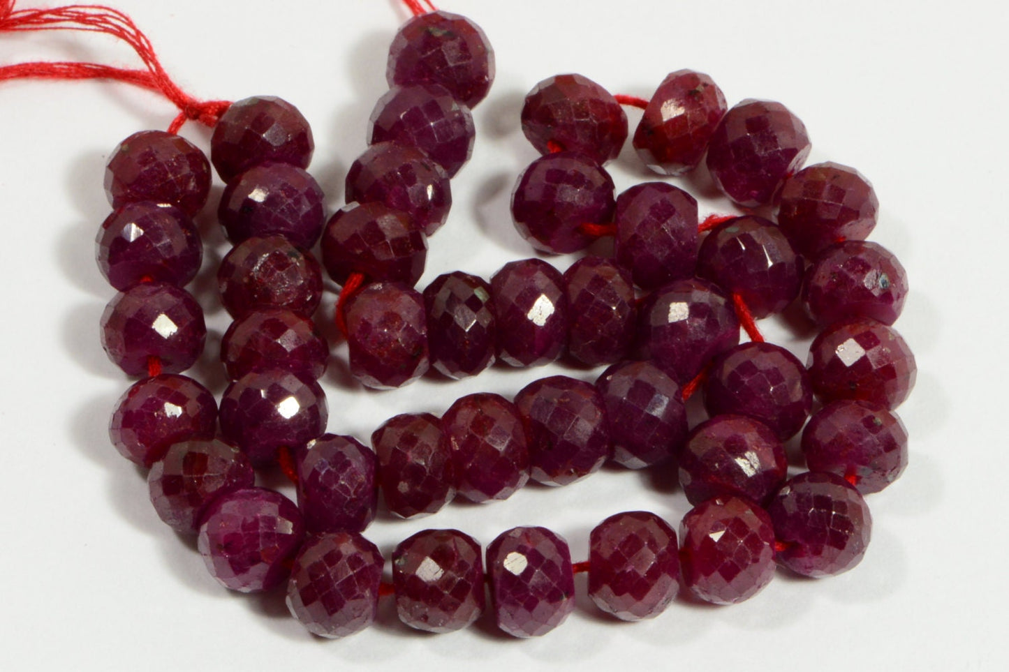 9mm Raspberry Ruby Rondelle Beads: Faceted Gemstone Briolettes