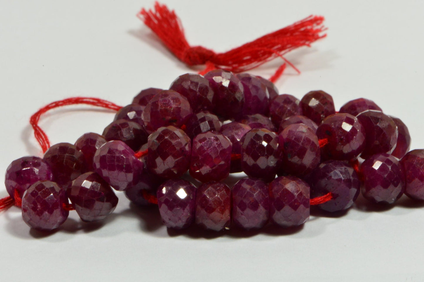 9mm Raspberry Ruby Rondelle Beads: Faceted Gemstone Briolettes
