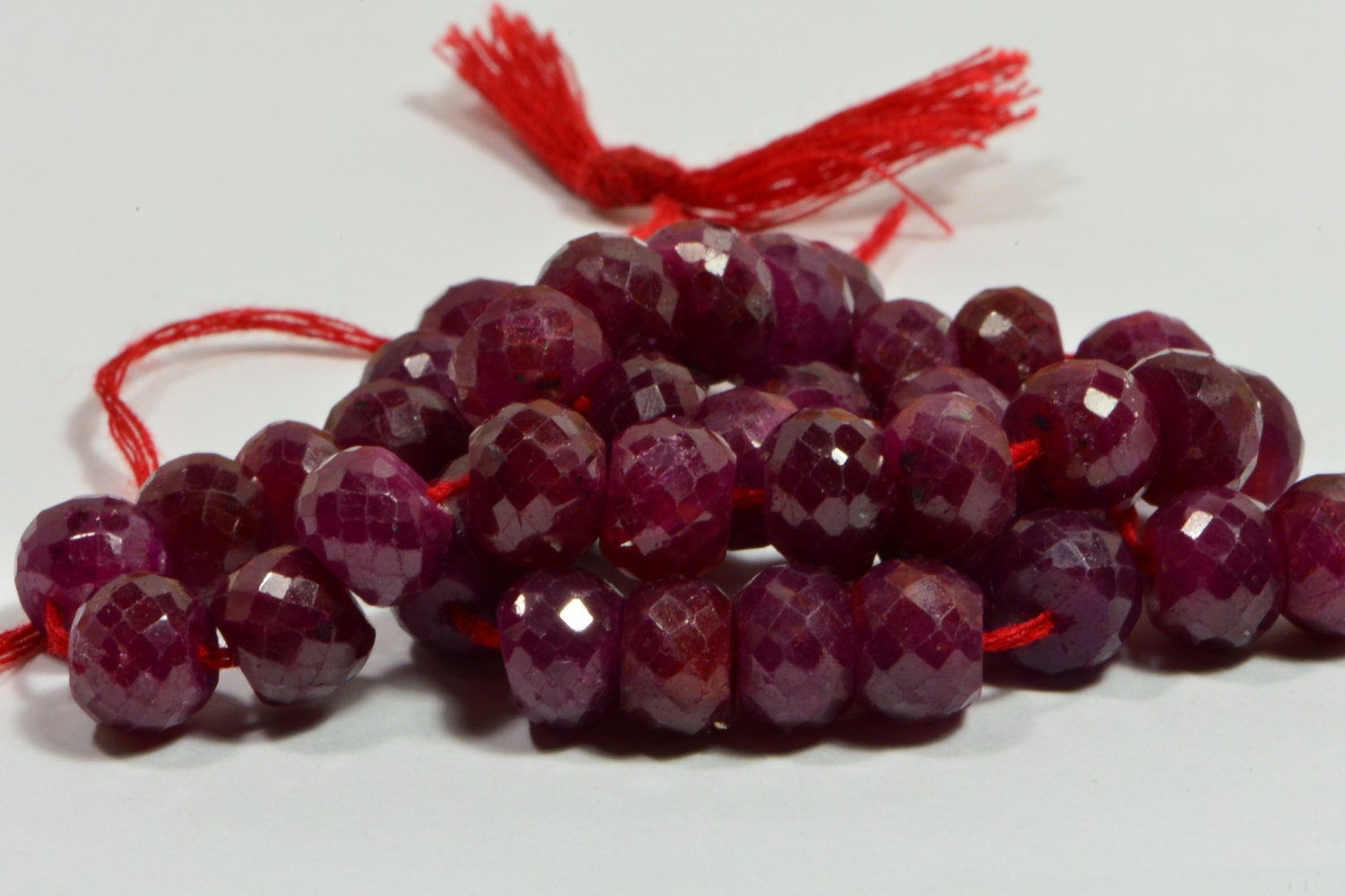 9mm Raspberry Ruby Rondelle Beads: Faceted Gemstone Briolettes