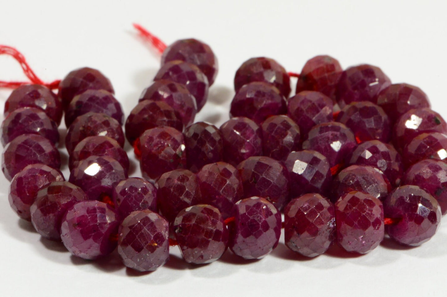 9mm Raspberry Ruby Rondelle Beads: Faceted Gemstone Briolettes
