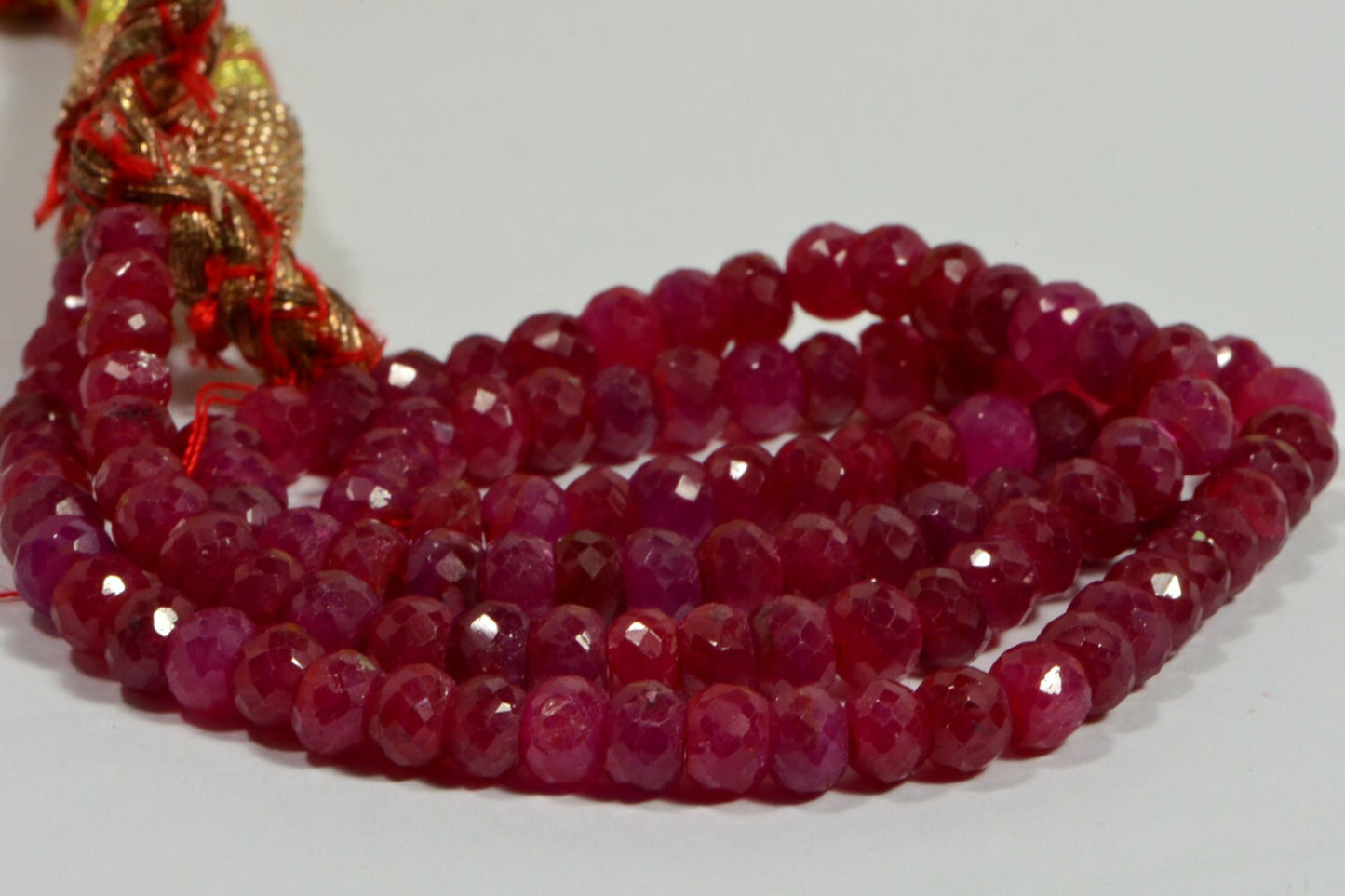 5mm Genuine Ruby Faceted Rondelle Beads  Natural Gemstone Beads Jewelry Making Supplies