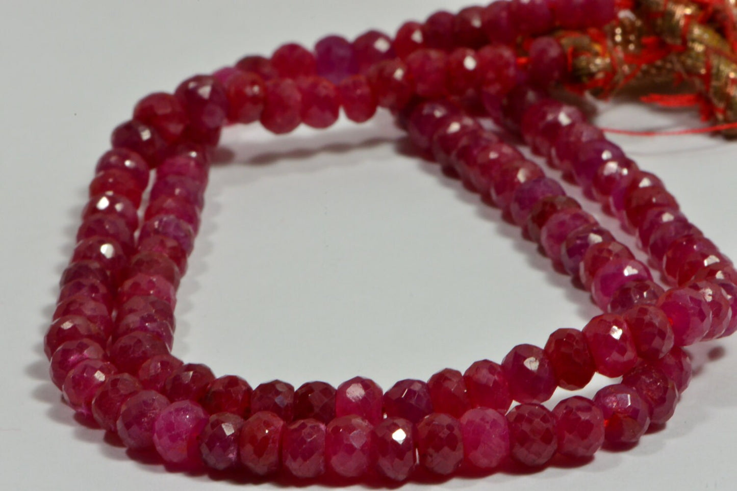 5mm Genuine Ruby Faceted Rondelle Beads  Natural Gemstone Beads Jewelry Making Supplies