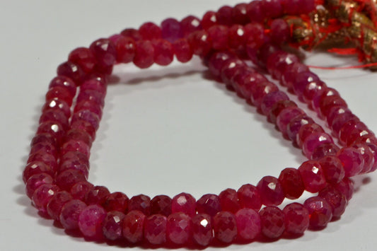 5mm Genuine Ruby Faceted Rondelle Beads  Natural Gemstone Beads Jewelry Making Supplies