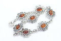 Floral Bracelet Chain Link Amber Gemstone Bracelet Filigree Sterling Silver