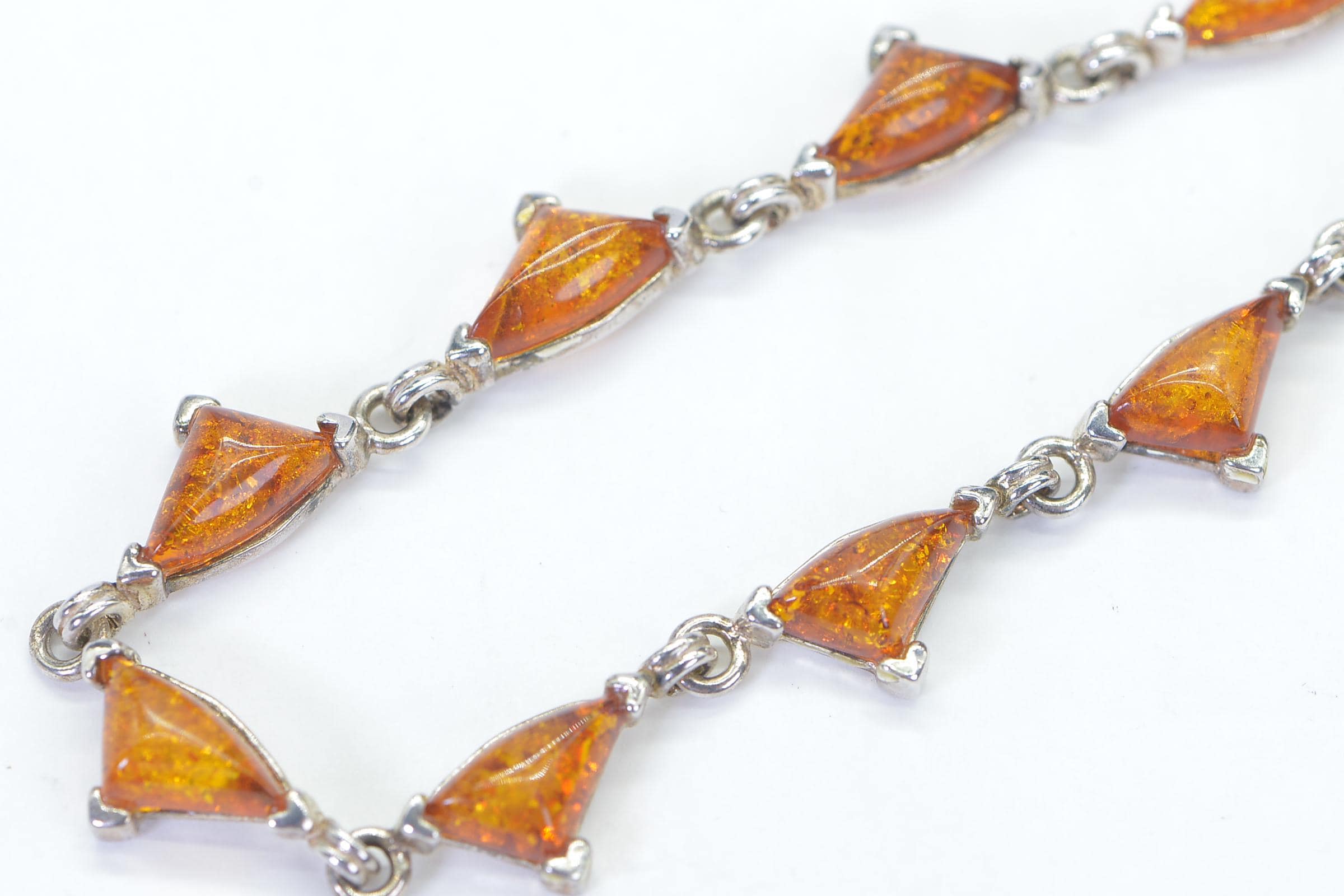 Baltic Amber Triangle Bracelet • Natural Honey Amber • Sterling Silver Bezel • Handmade 7.5” Bracelet • Unique Gift for Her