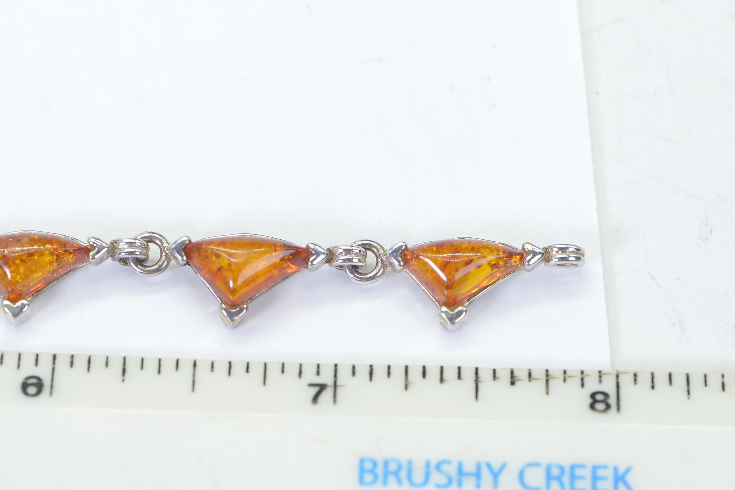 Baltic Amber Triangle Bracelet • Natural Honey Amber • Sterling Silver Bezel • Handmade 7.5” Bracelet • Unique Gift for Her